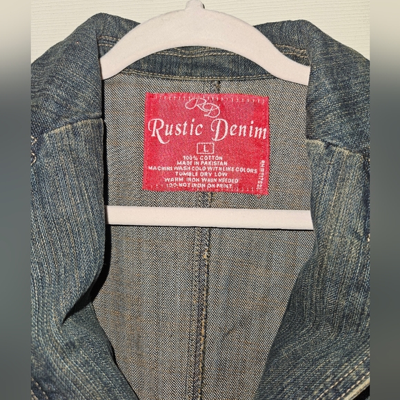 Rustic Denim Vintage Look button up Jean Jacket Size Large NWT 🐕 - Picture 5 of 5